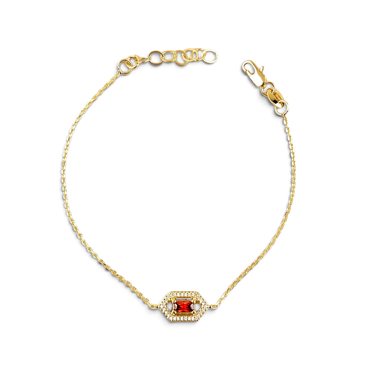 Red Birthstone CZ  Bracelet 
