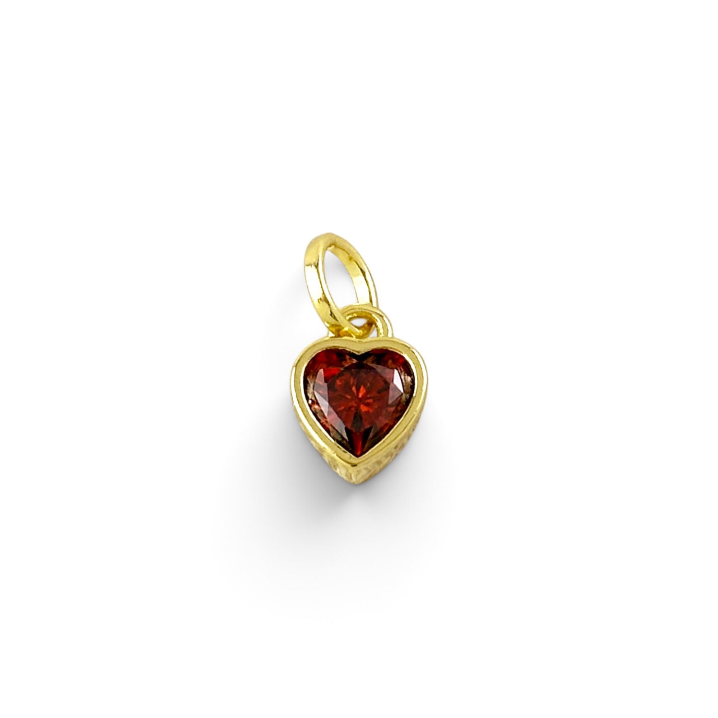 Red CZ Heart Bezel Pendant