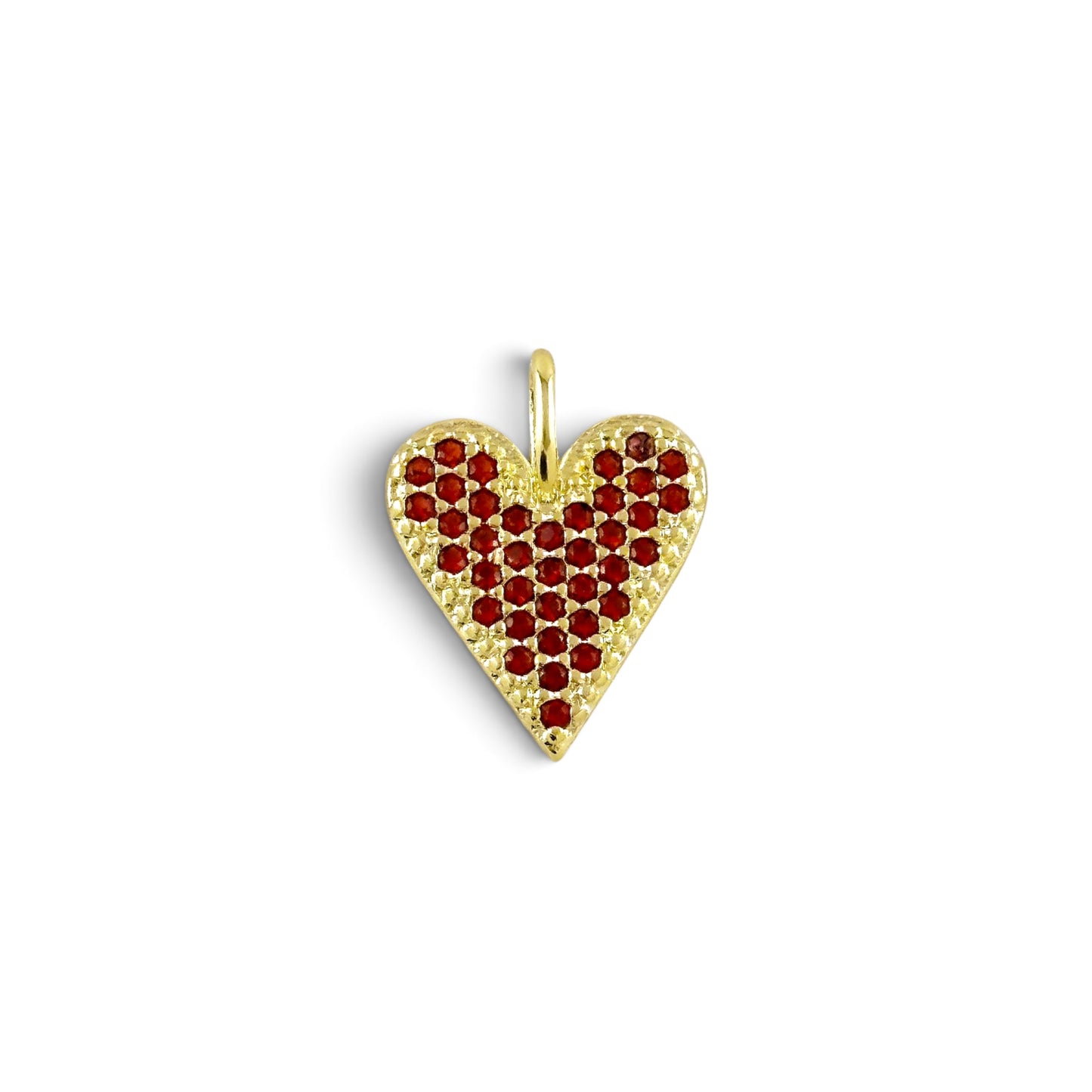 Red Pavé CZ Heart Pendant 