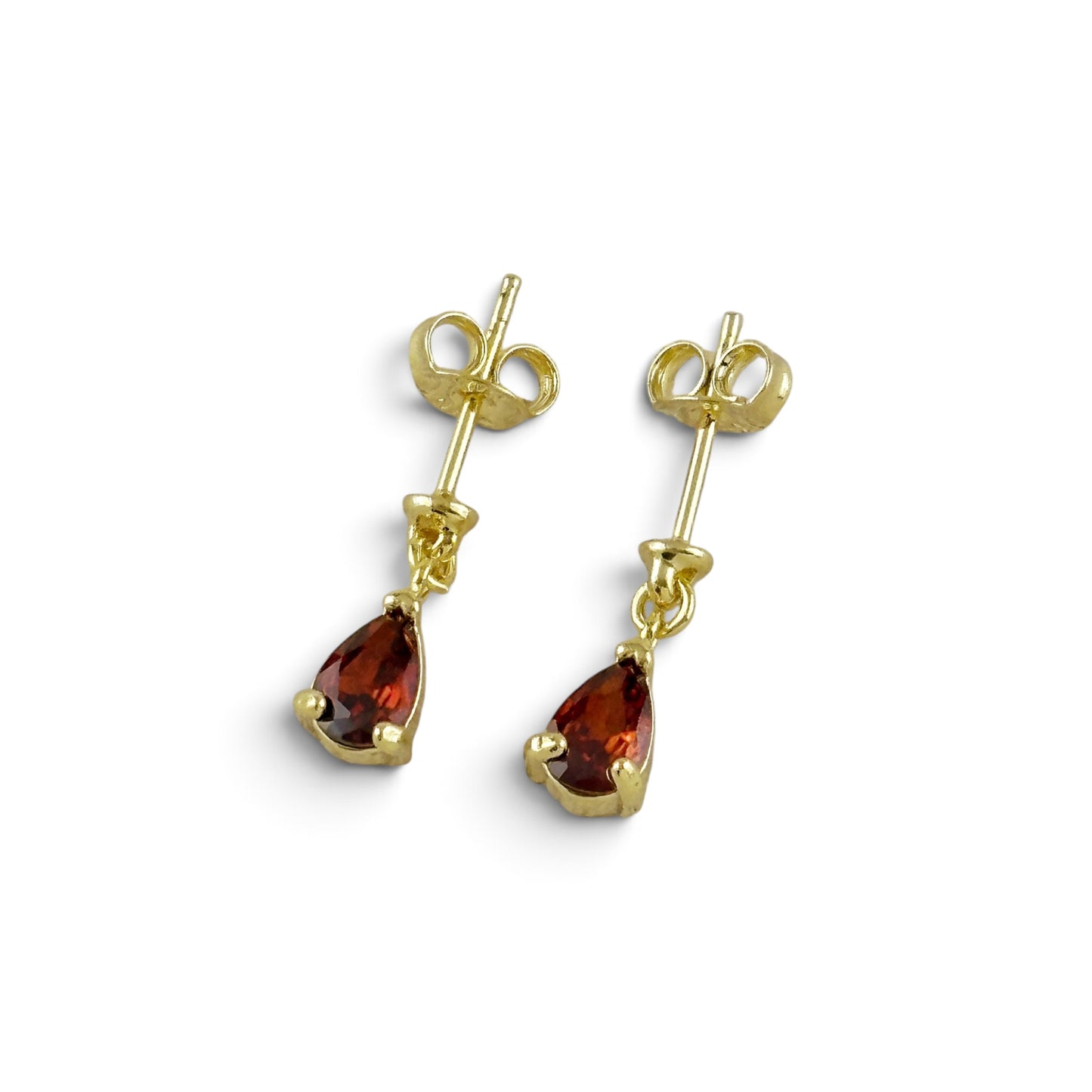Red Teardrop CZ 18K Gold Filled Drop Earrings