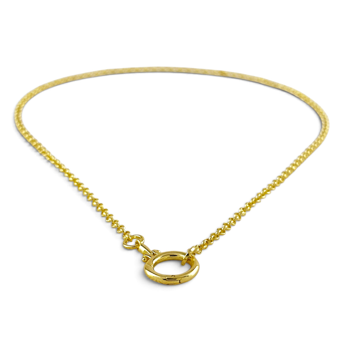 Rolo Chain Round Clasp Necklace Sideview