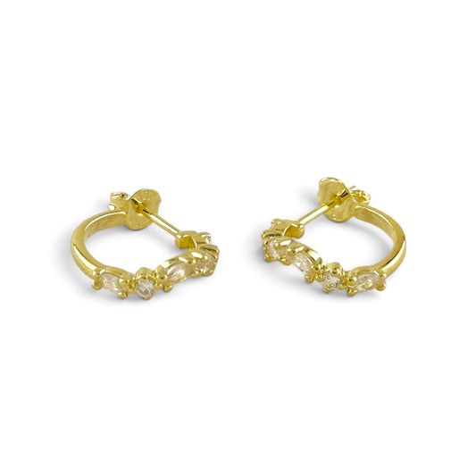 Round & Marquise CZ Open Hoop Earrings Sideview