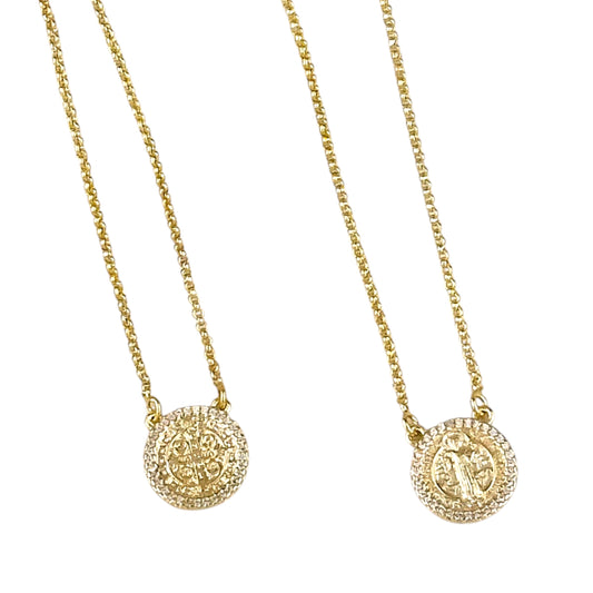 Saint Benedict CZ Scapular Necklace