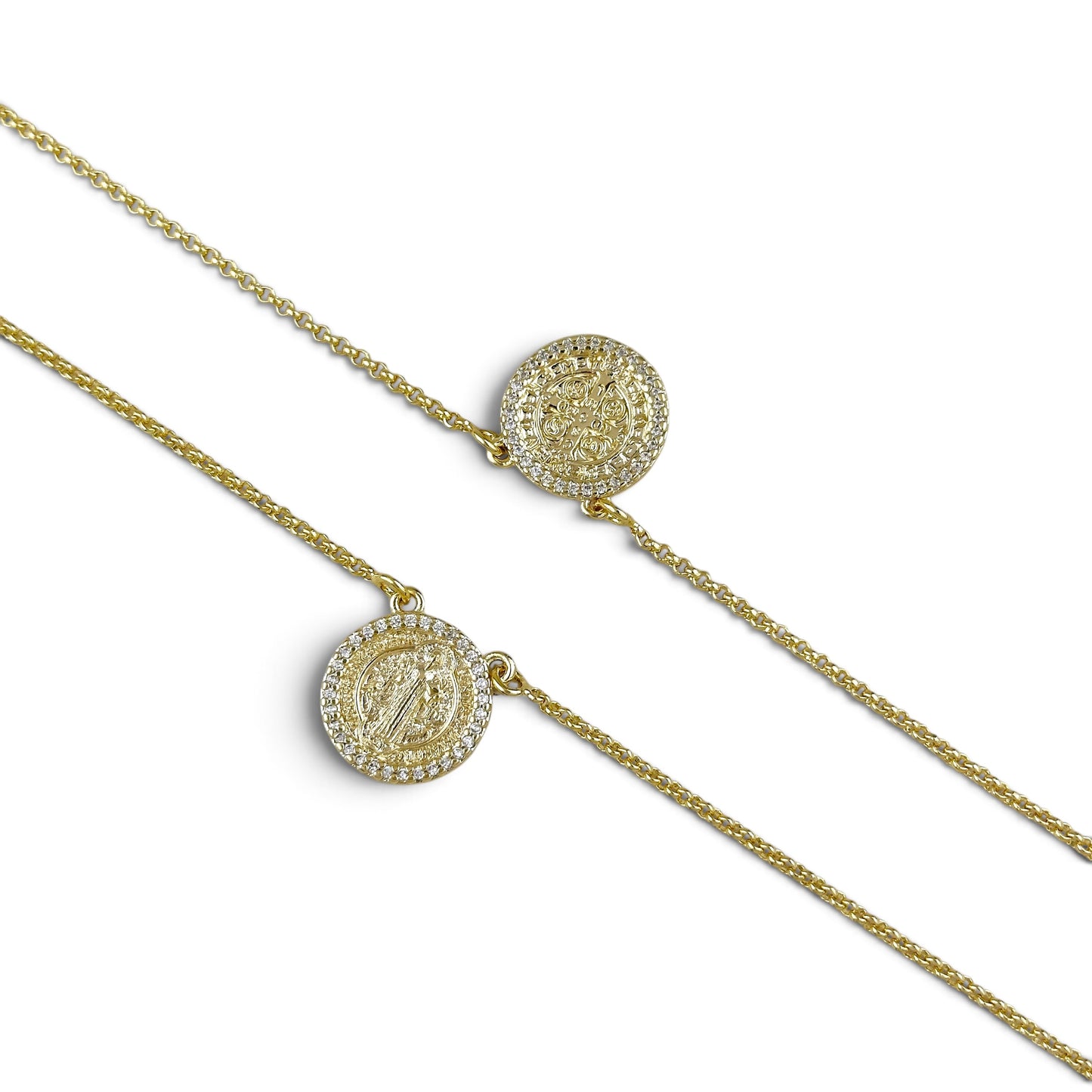 Saint Benedict CZ Scapular Necklace sideview