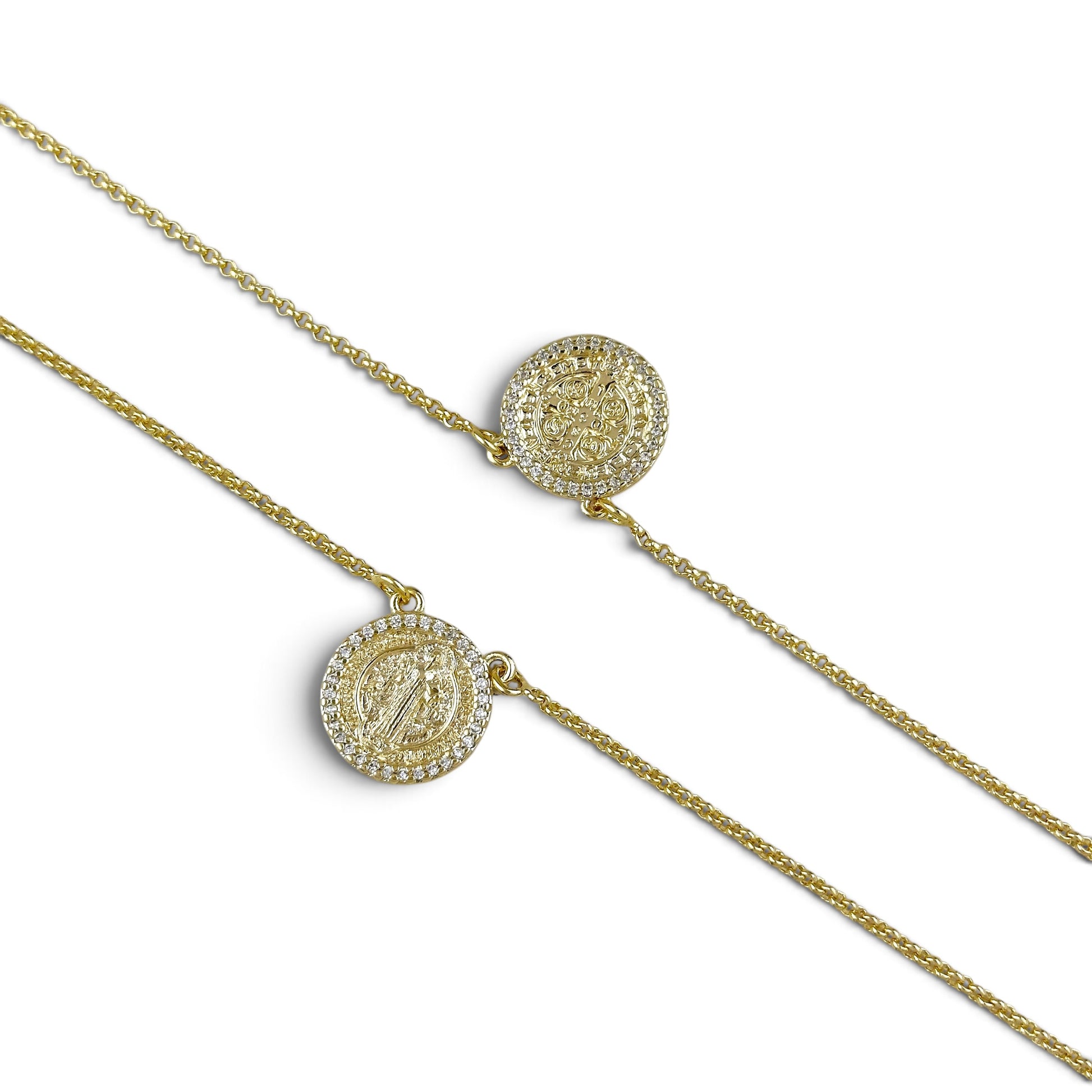 Saint Benedict CZ Scapular Necklace sideview