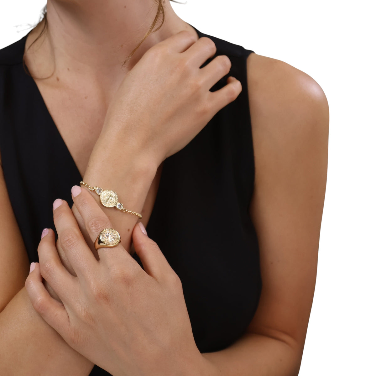 Saint Benedict Medal Bracelet on Model