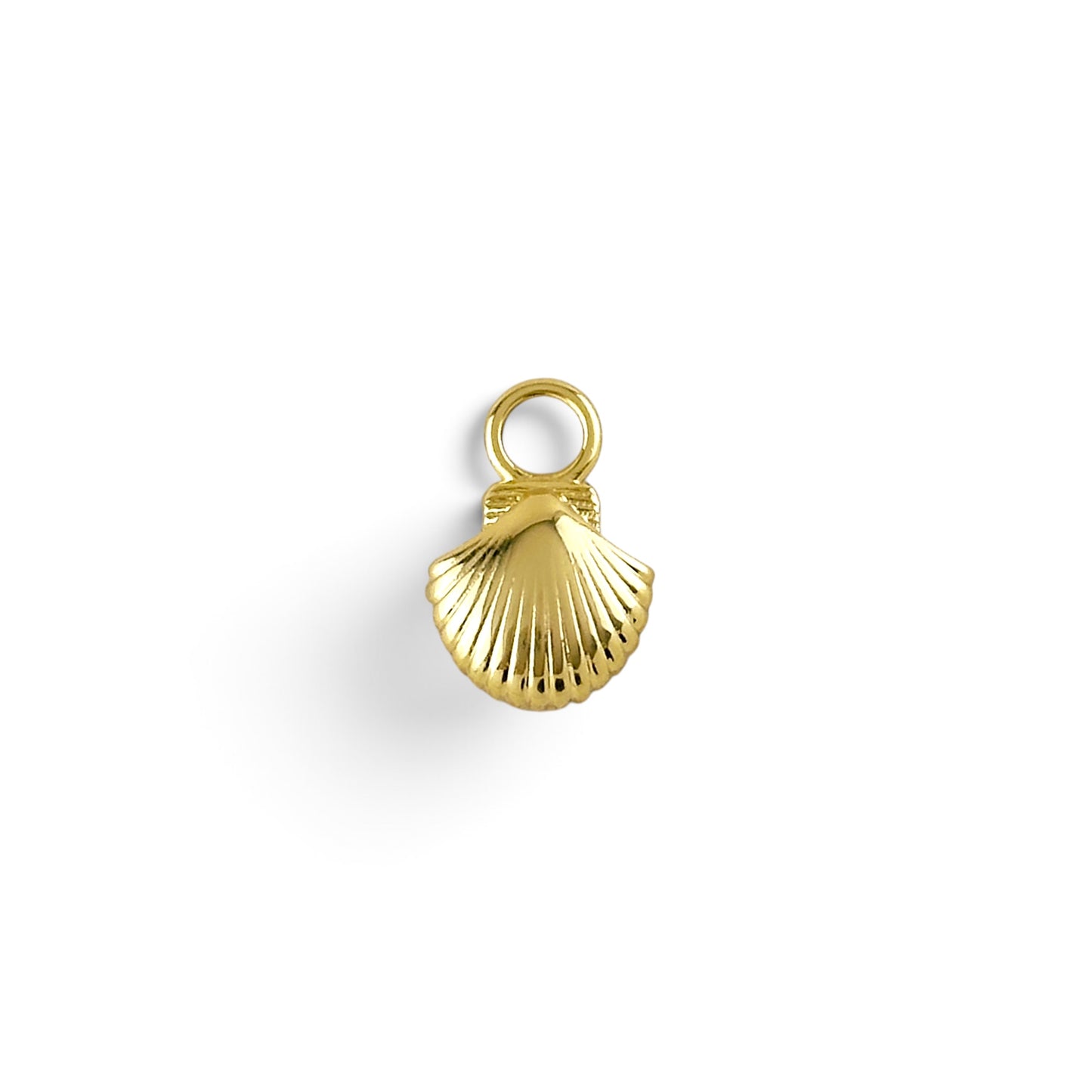 Scalloped Shell Charm in 18K Gold Filled on white background