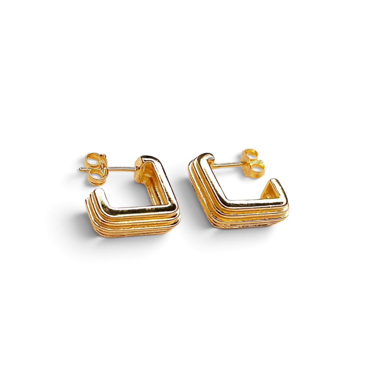 Sculpted Square Frame Open Hoop Earrings 