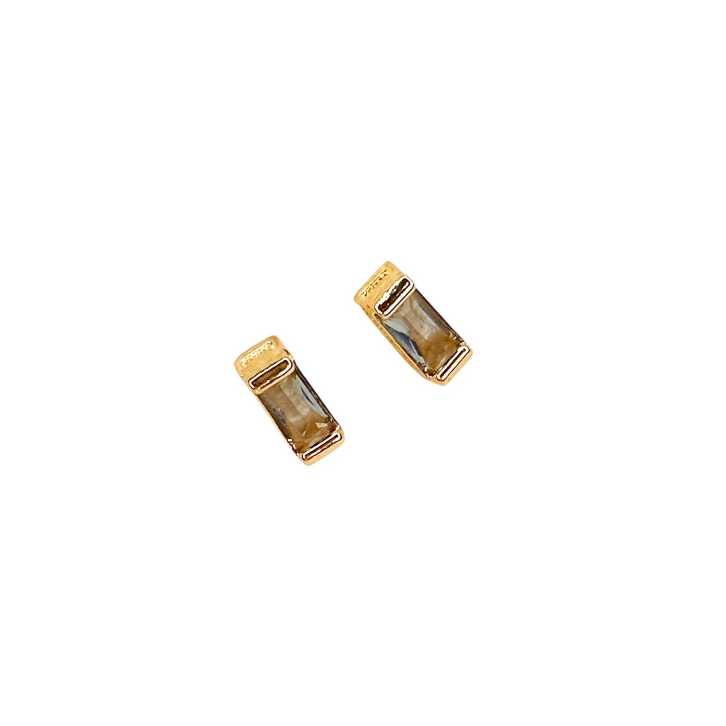 Rectangular Birthstone Stud 18k Gold Filled Earrings