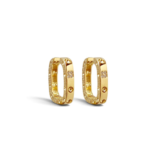 Shape CZ Huggie Hoop Earrings