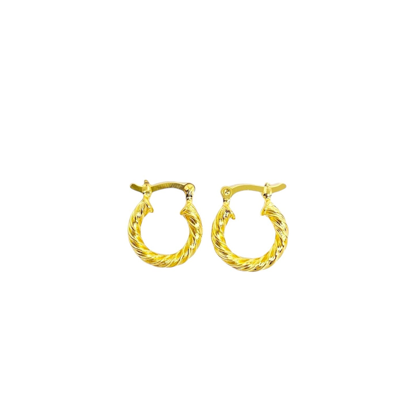 Pair of 18K gold-filled hoop earrings on a white background