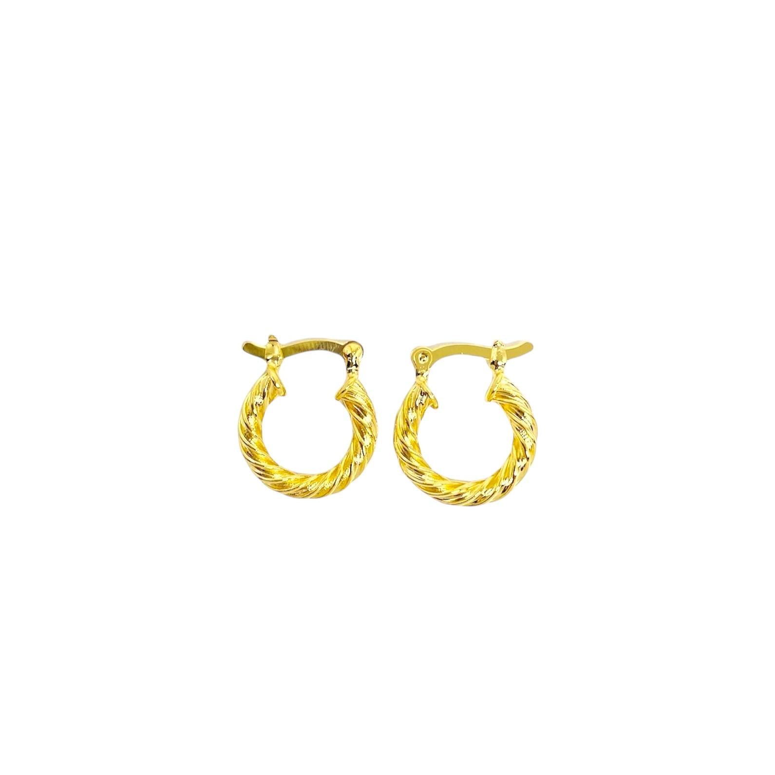 Pair of 18K gold-filled hoop earrings on a white background