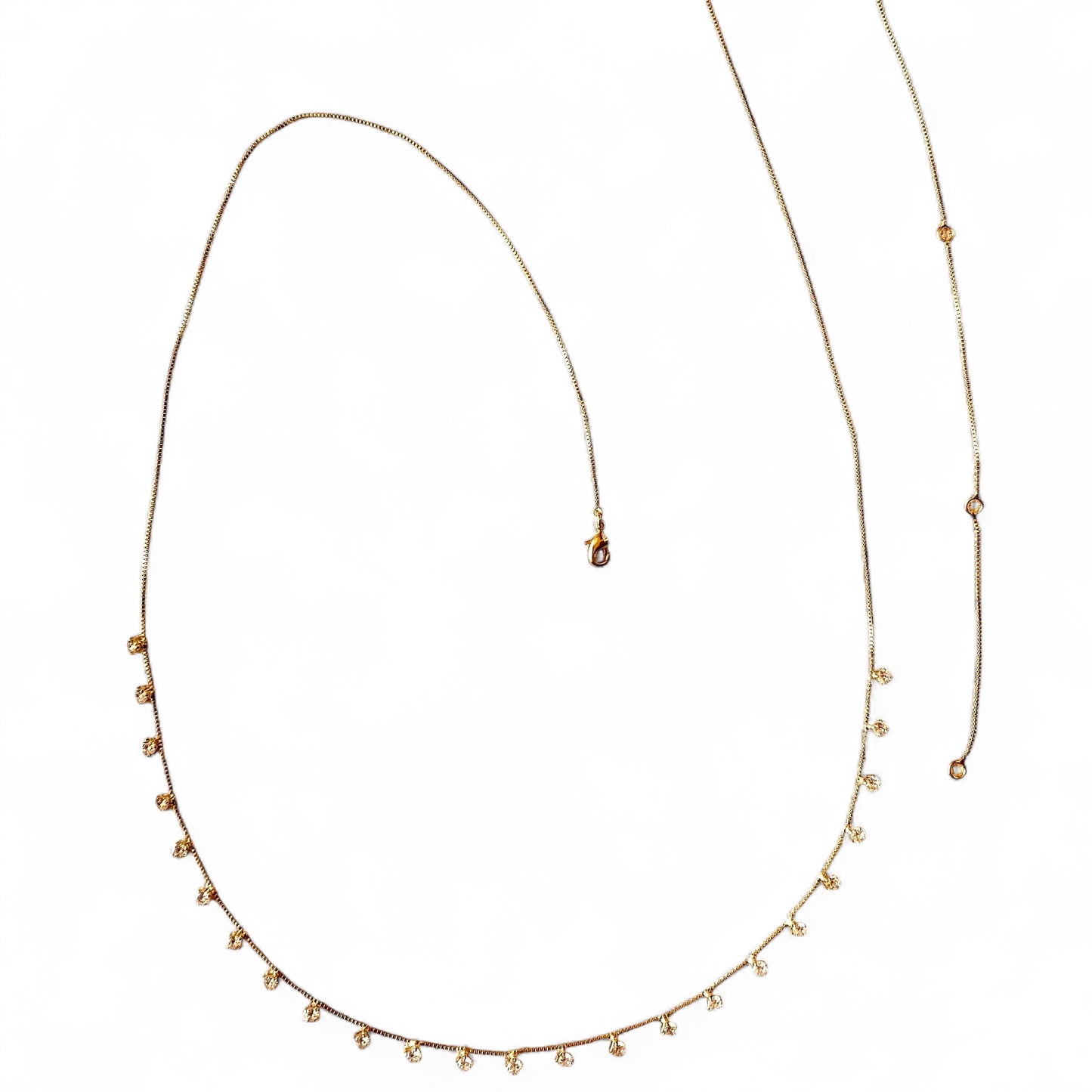 Skillus 18K gold filled CZ Box Chain Belly Chain 