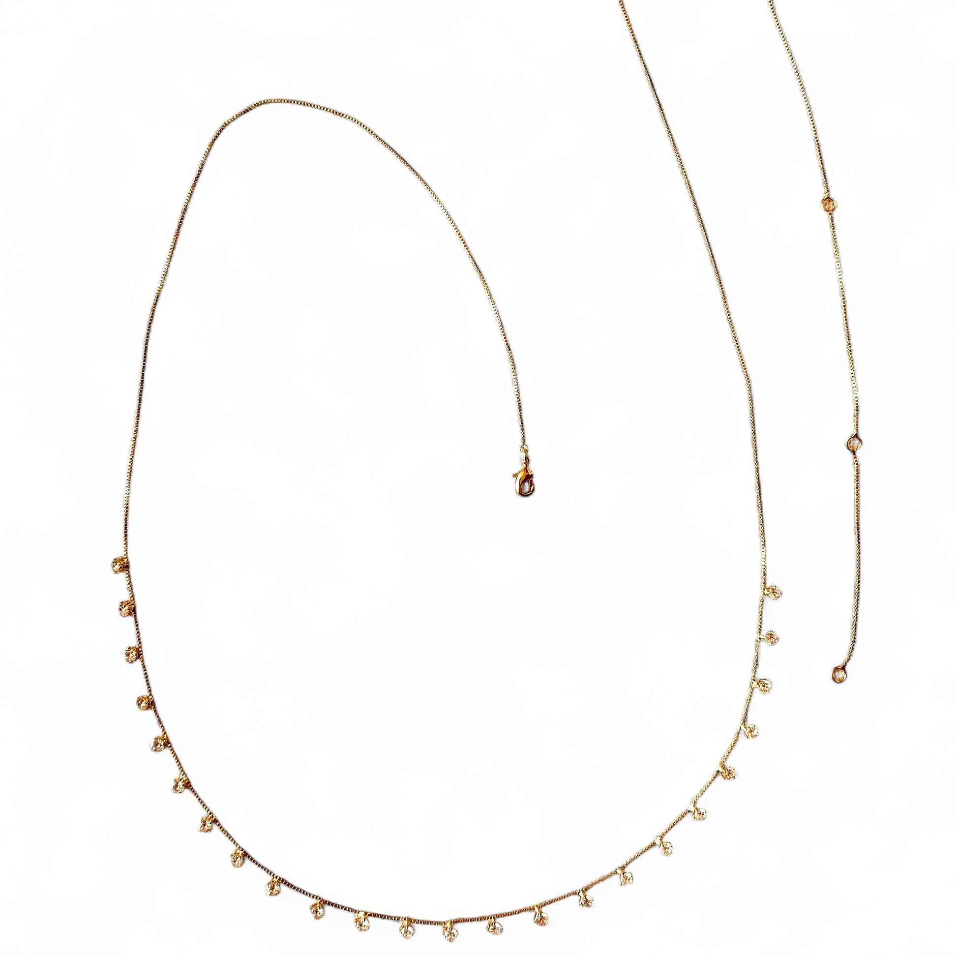 Skillus 18K gold filled CZ Box Chain Belly Chain 