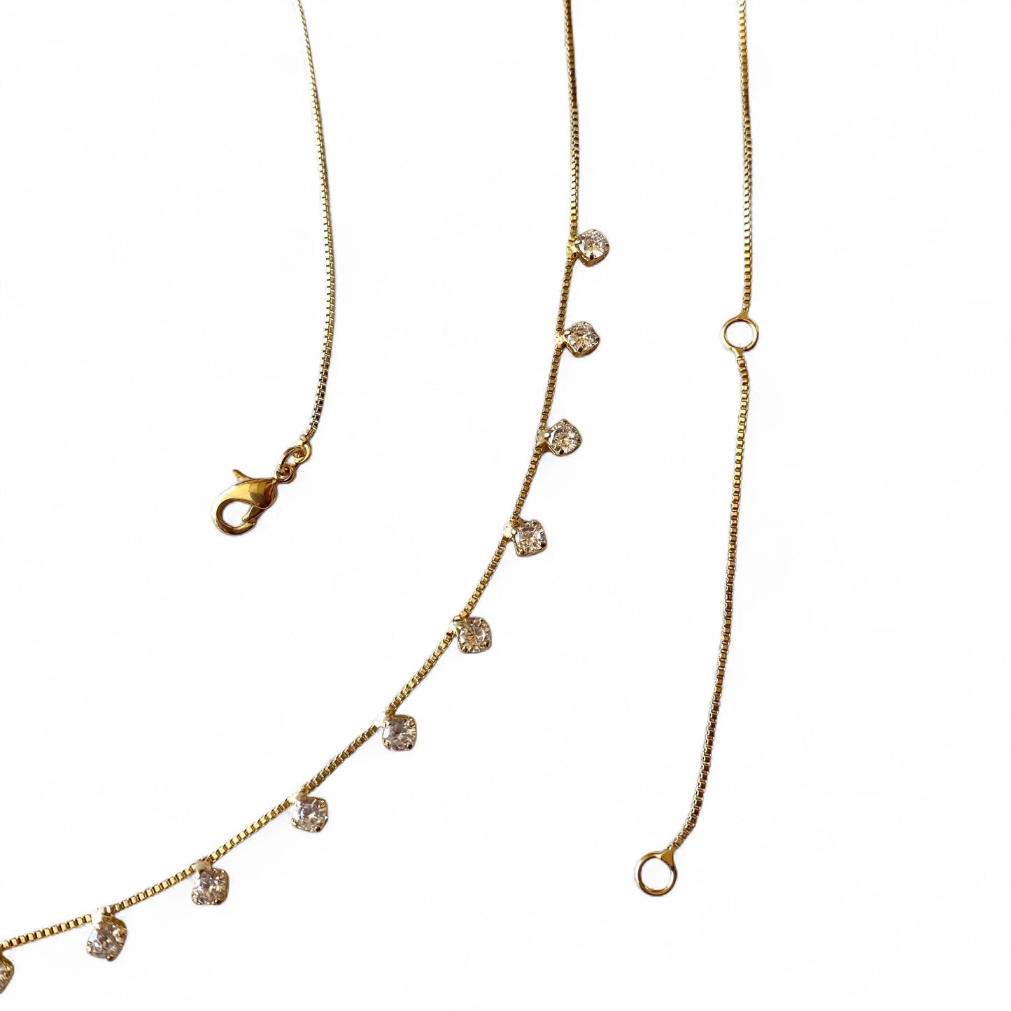 Skillus 18K gold filled CZ Box Chain Belly Chain closeup