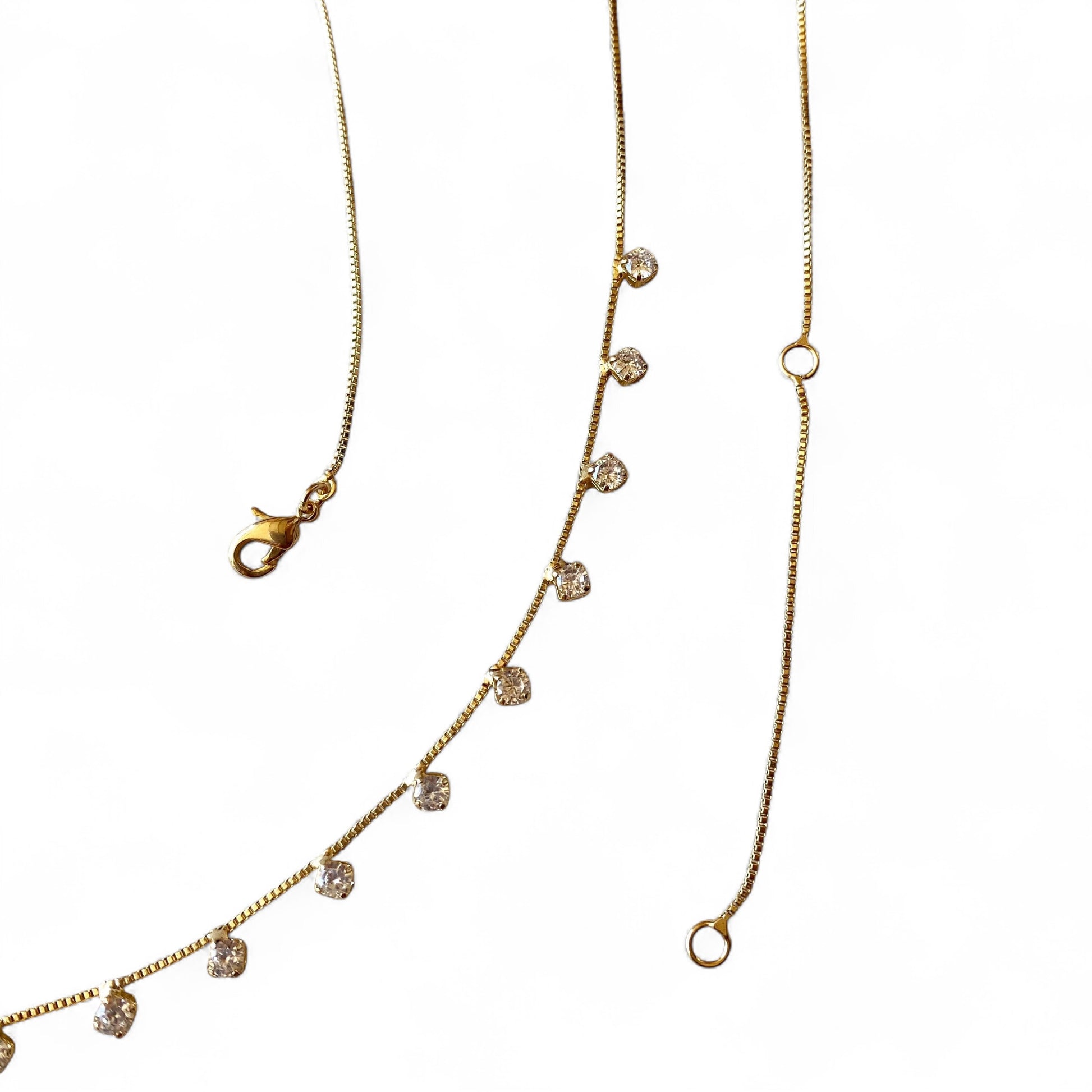 Skillus 18K gold filled CZ Box Chain Belly Chain closeup