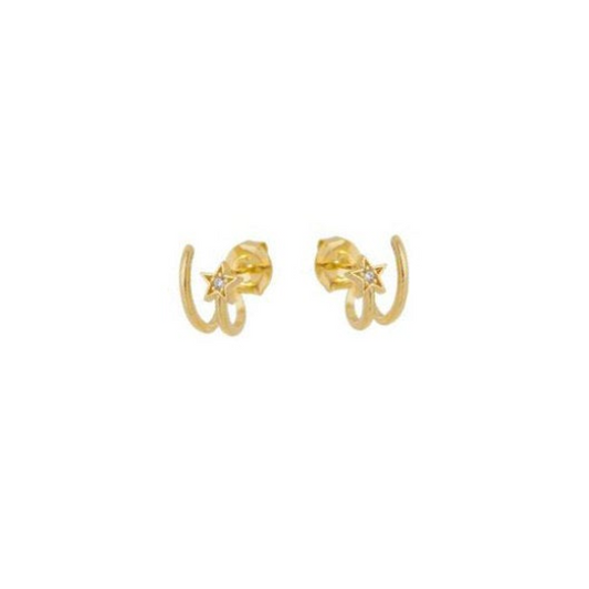 Skillus 18k Gold Filled Floating Star CZ Stud Earrings