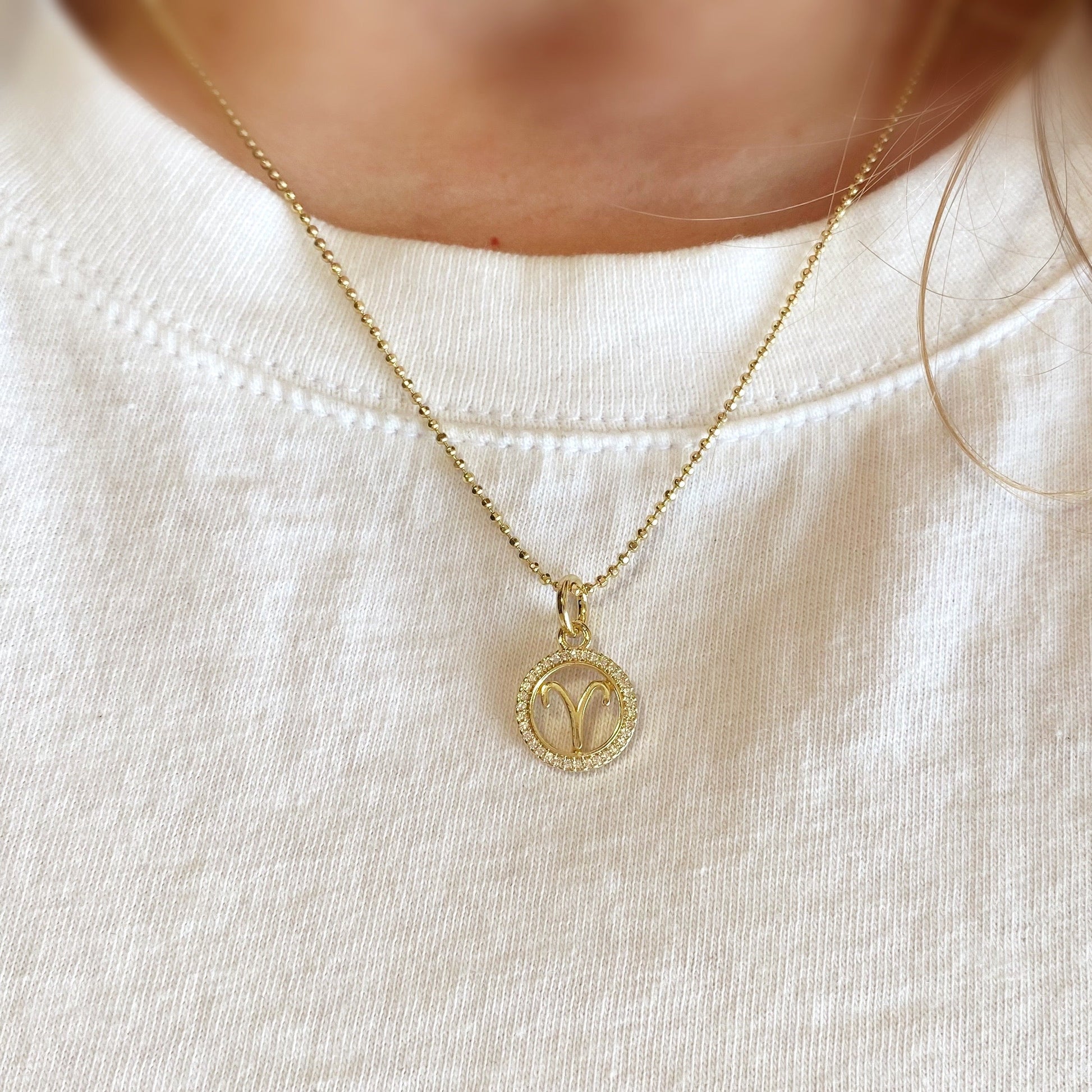 Skillus Aries Zodiac Pendant on Model