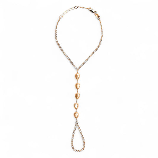 Skillus Baroque Pearl 18K Gold Filled Hand Chain Bracelet 