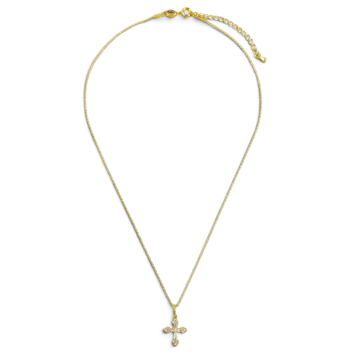 Skillus CZ Cross Charm Necklace