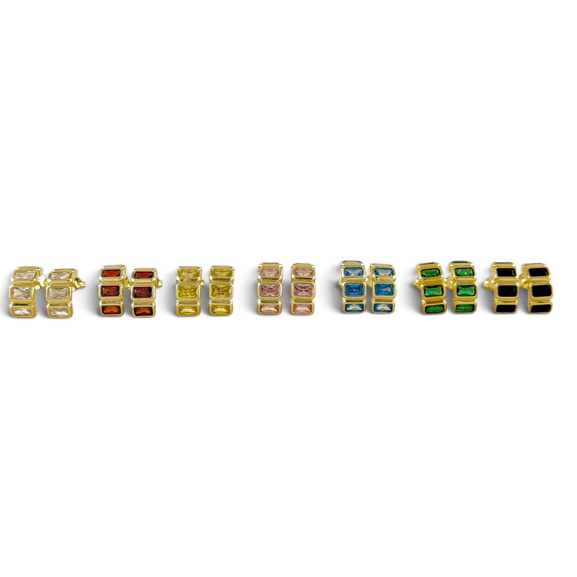 Skillus Cz Baguette Stud Earrings 