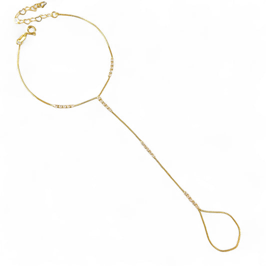 Skillus Hand Chain CZ Row Bracelet 