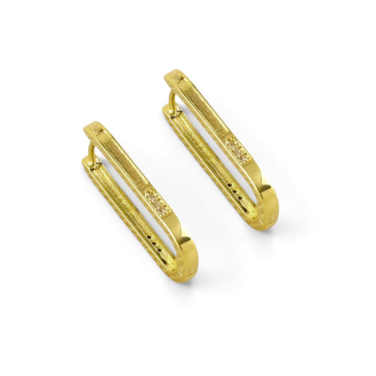Skillus Oblong CZ Huggie Hoop Earrings