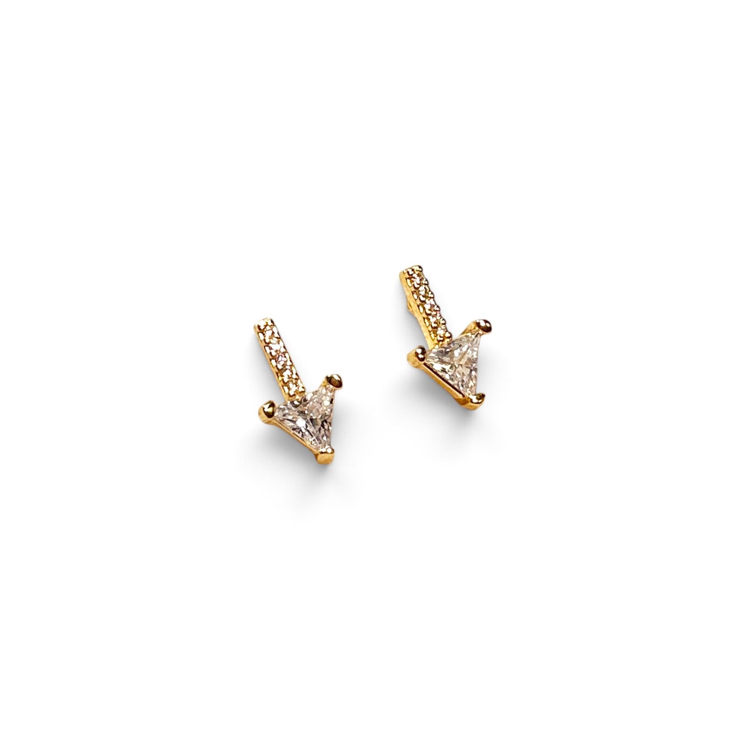Skillus Pavé Bar Triangle CZ 18K Gold Filled Stud Earrings