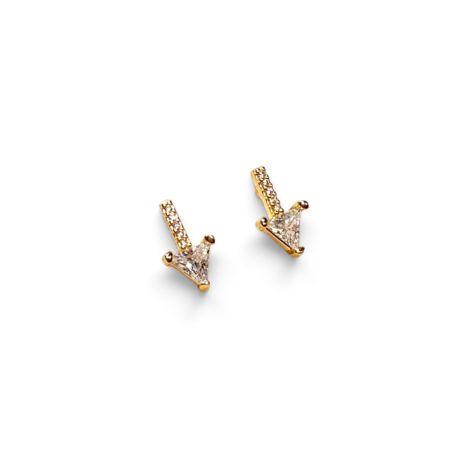 Skillus Pavé Bar Triangle CZ 18K Gold Filled Stud Earrings