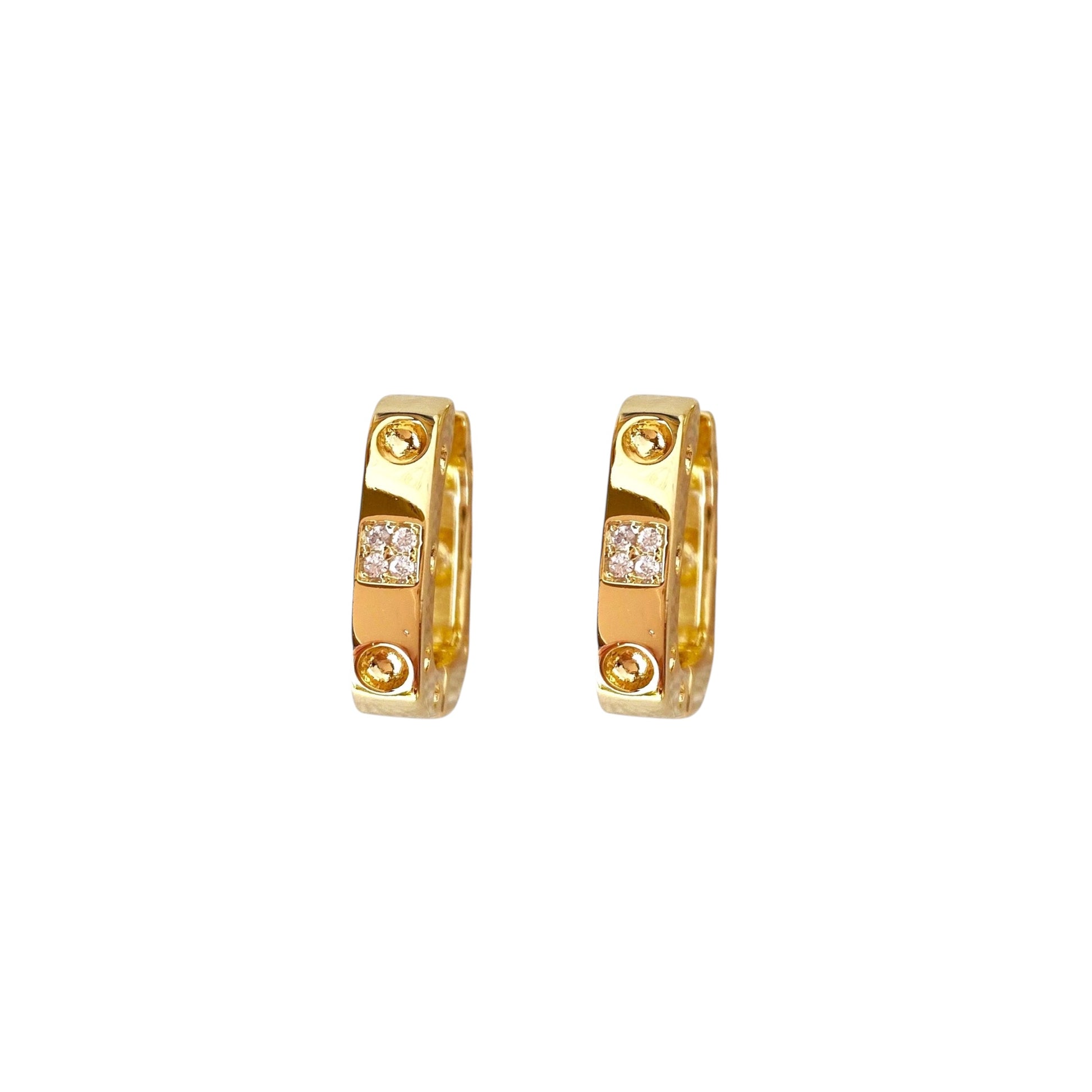 Skillus Rectangular CZ Huggie Hoop Earrings
