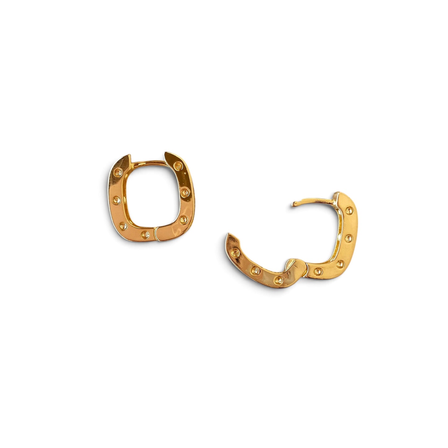 Skillus Rectangular CZ Huggie Hoop Earrings Open