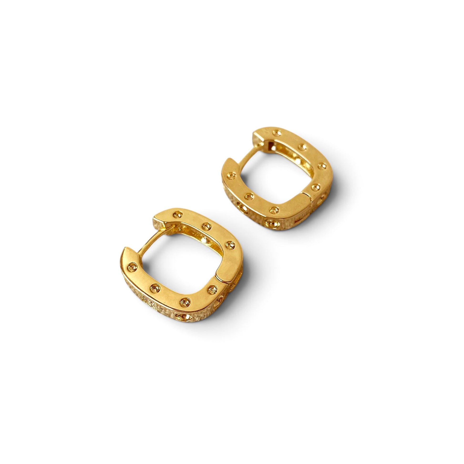 Skillus Rectangular CZ Huggie Hoop Earrings Sideview