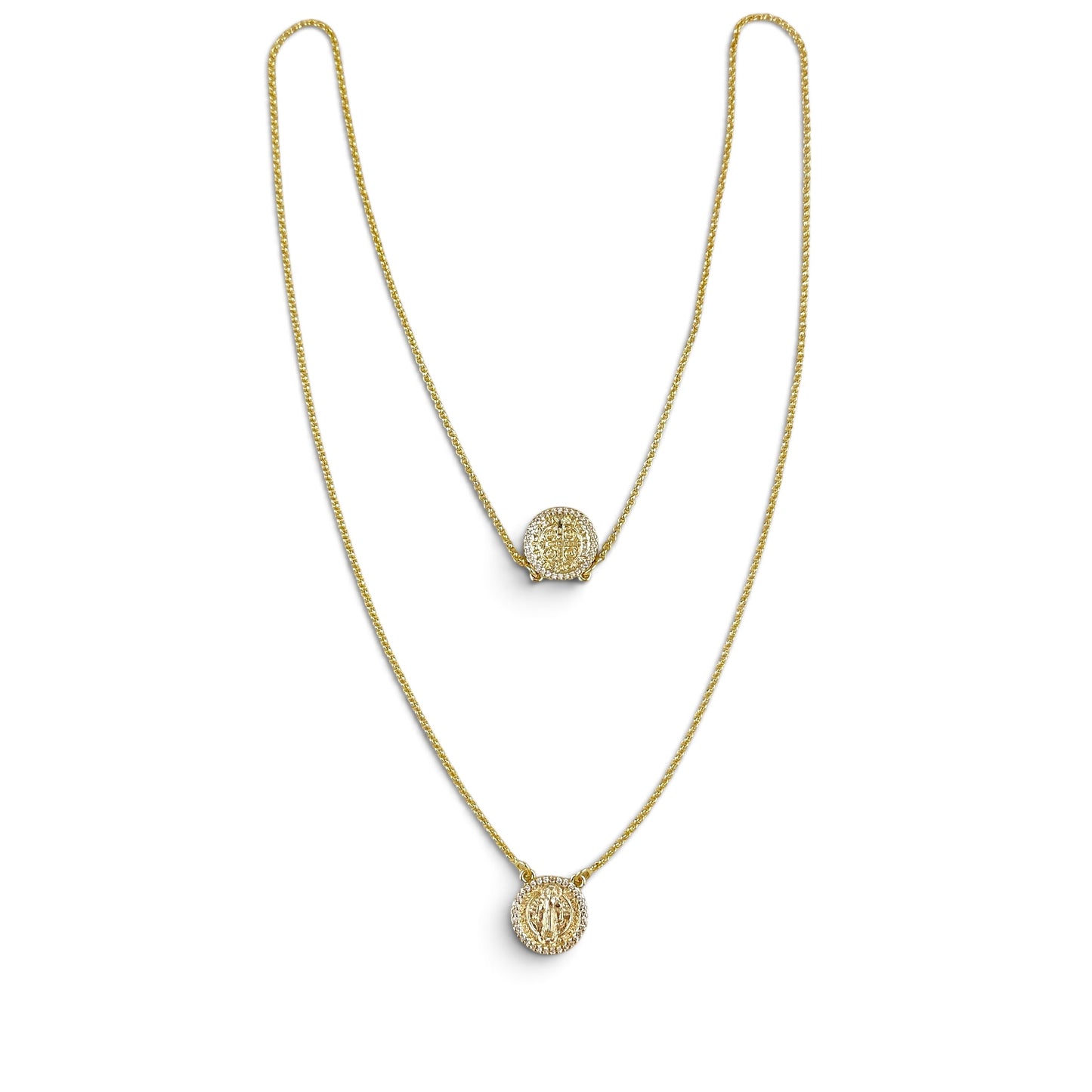 Skillus Saint Benedict CZ Scapular Necklace whole view