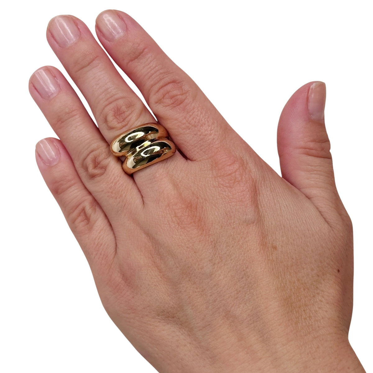 Skillus Spiral 18K Gold Filled Ring on hand