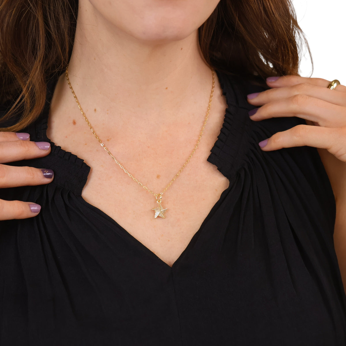 Skillus Stella a Mulinello CZ  Necklace on Model