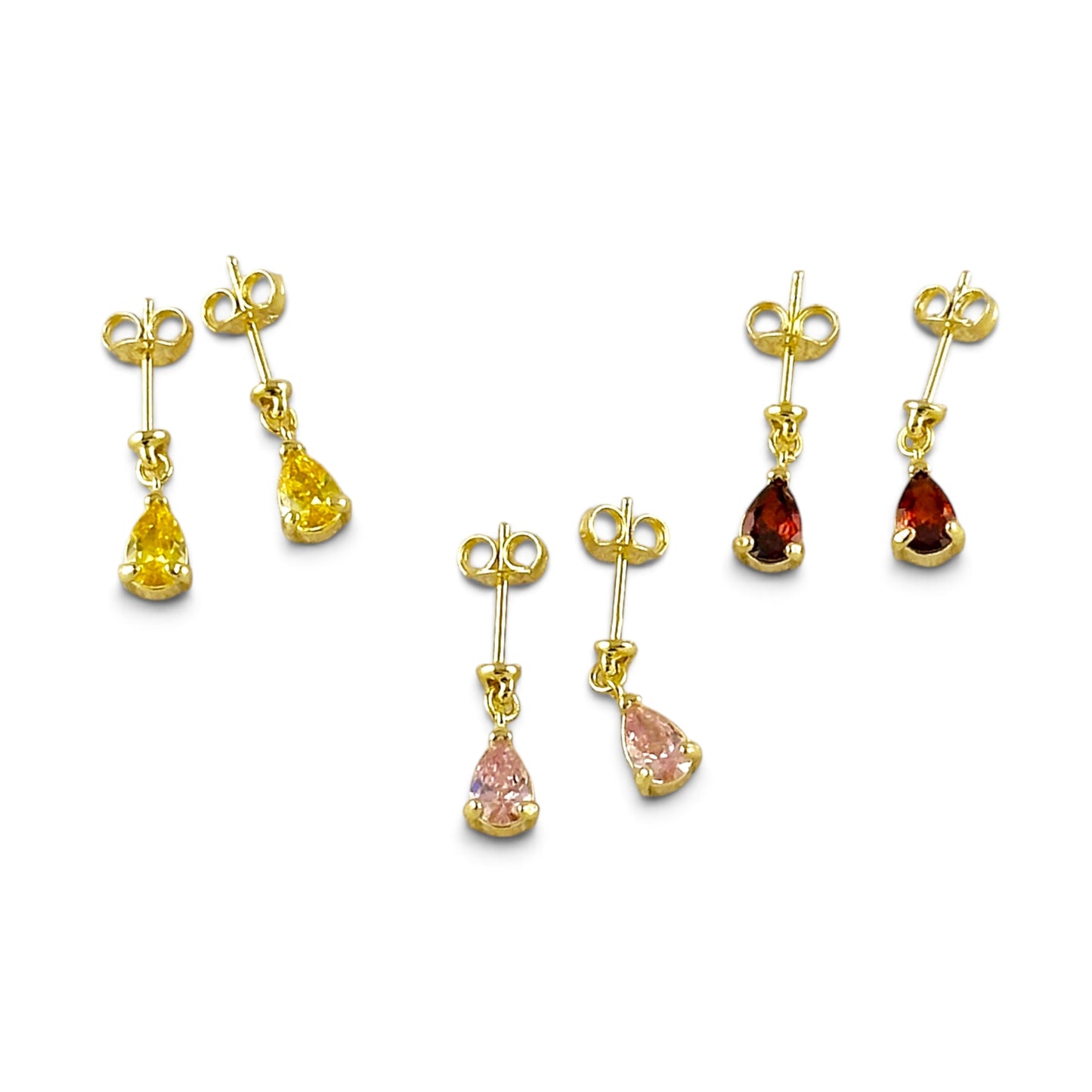Skillus Teardrop CZ 12mm 18K Gold Filled Drop Earrings