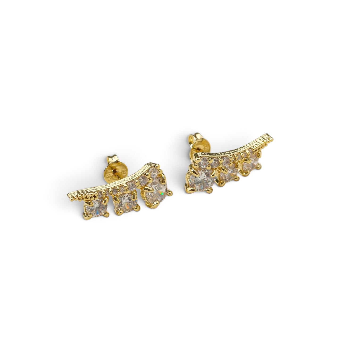 Skillus Triple Stone CZ Ear Climber Earrings
