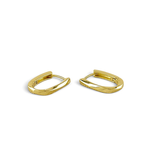 Skillus Twist Oblong Huggie Hoop Earrings 