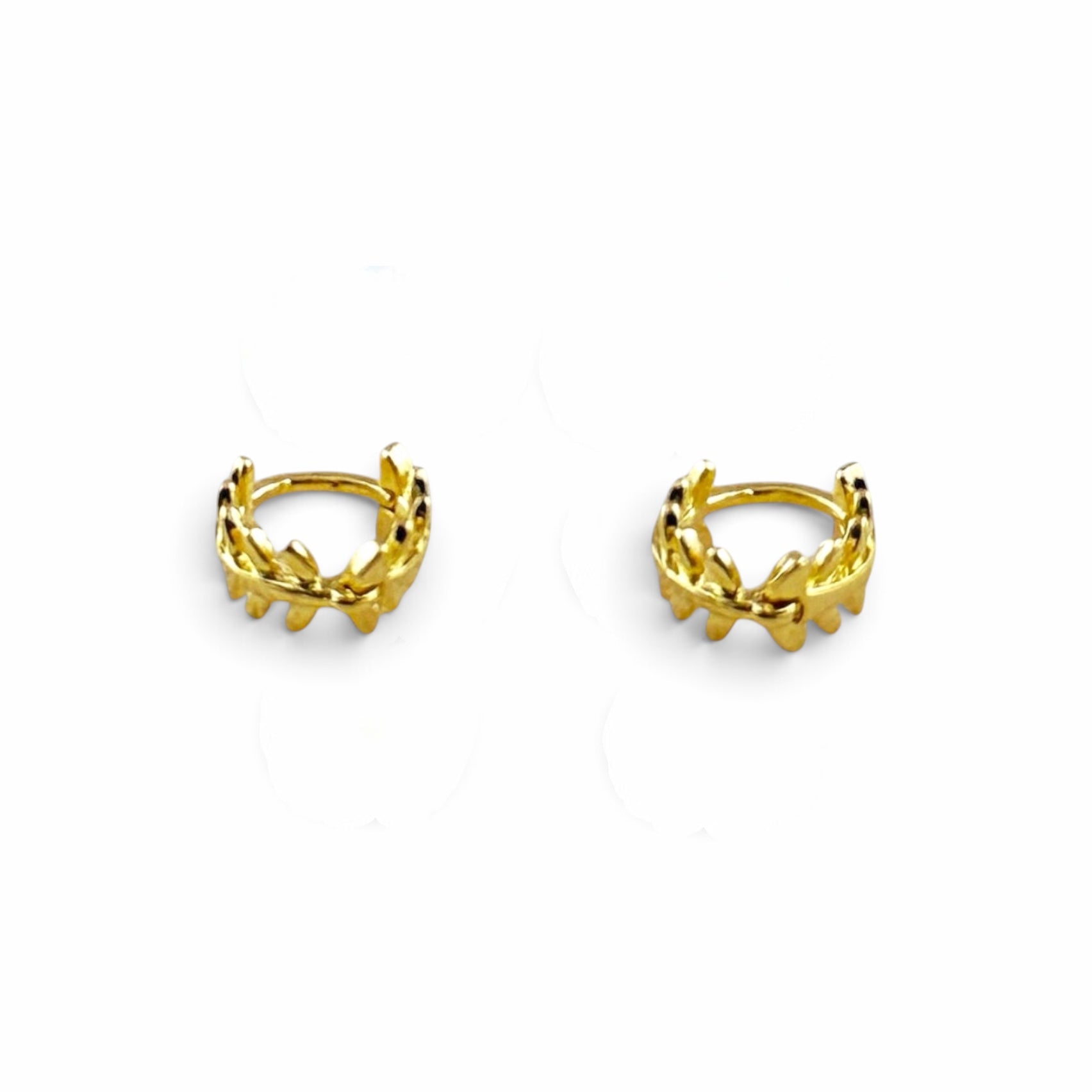 Small Leaf Huggie Hoop Earrings 
