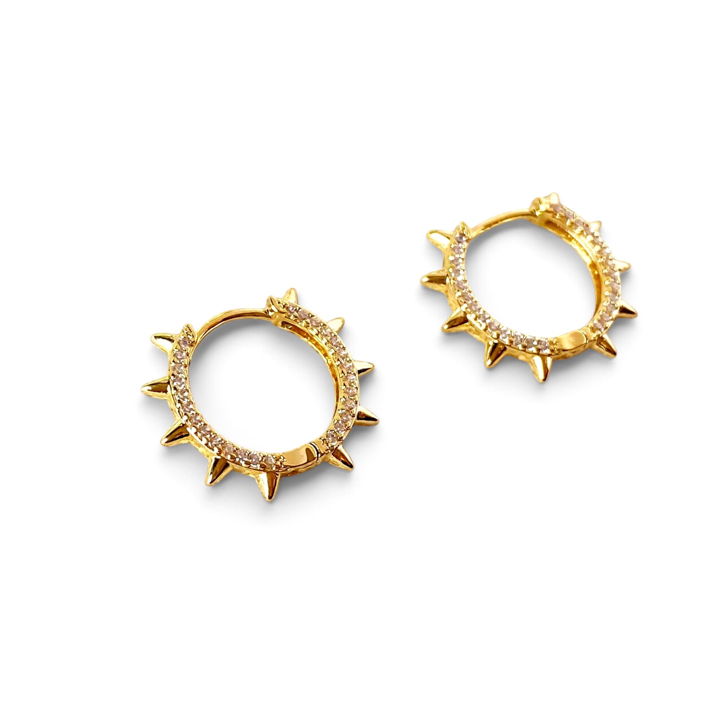 Spike CZ Huggie Hoop Earrings