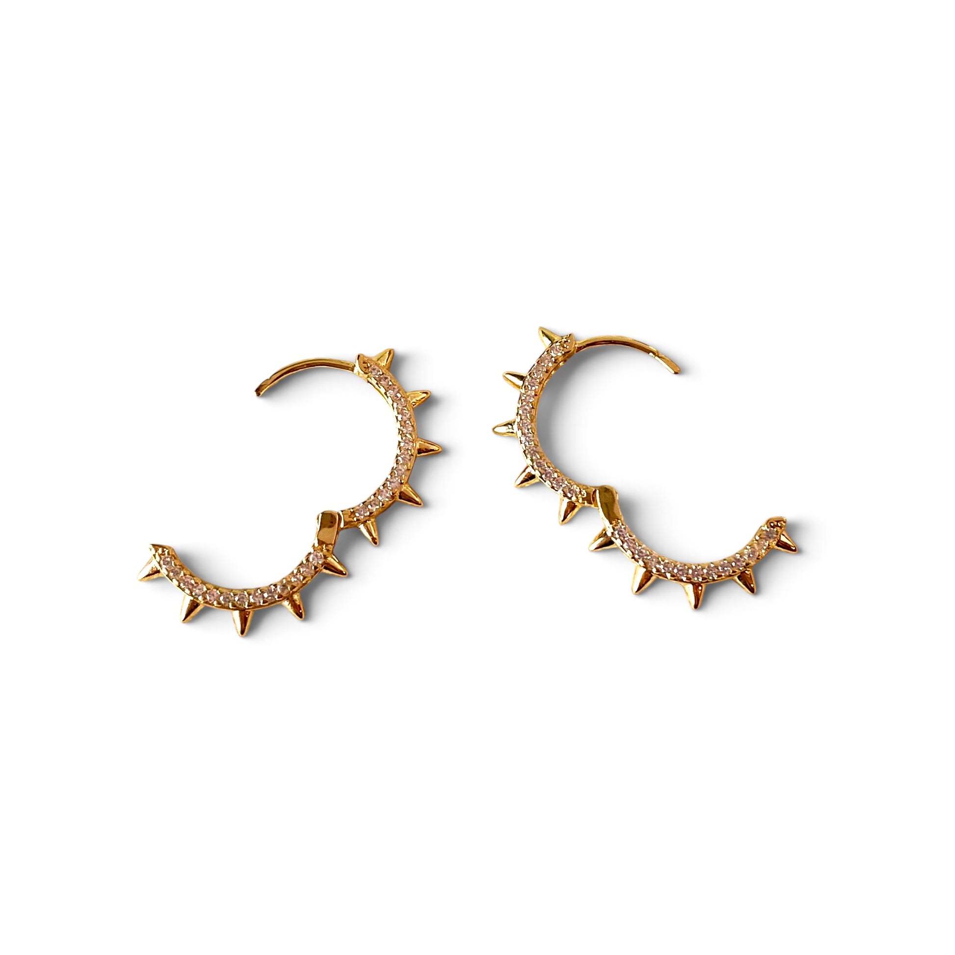 Spike CZ Huggie Hoop Earrings Open View