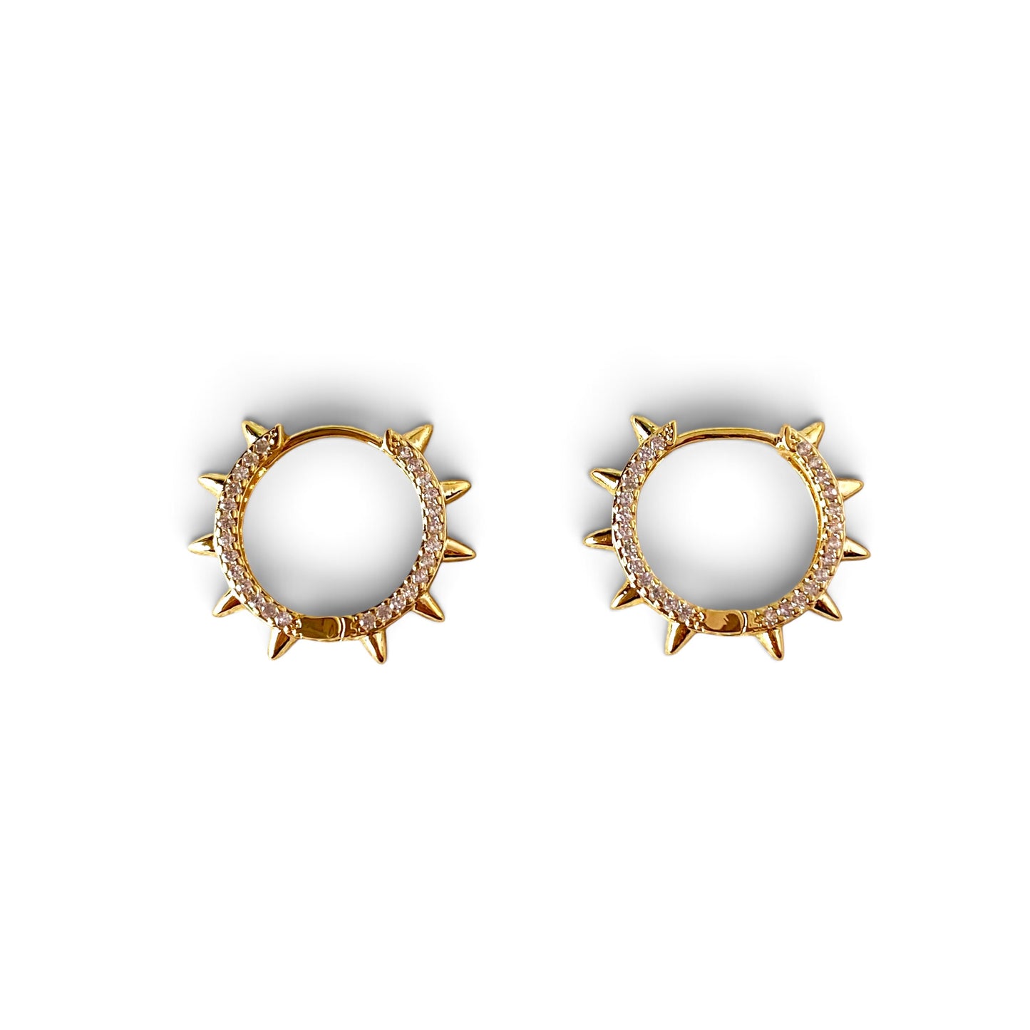 Spike CZ Huggie Hoop Earrings Sideview