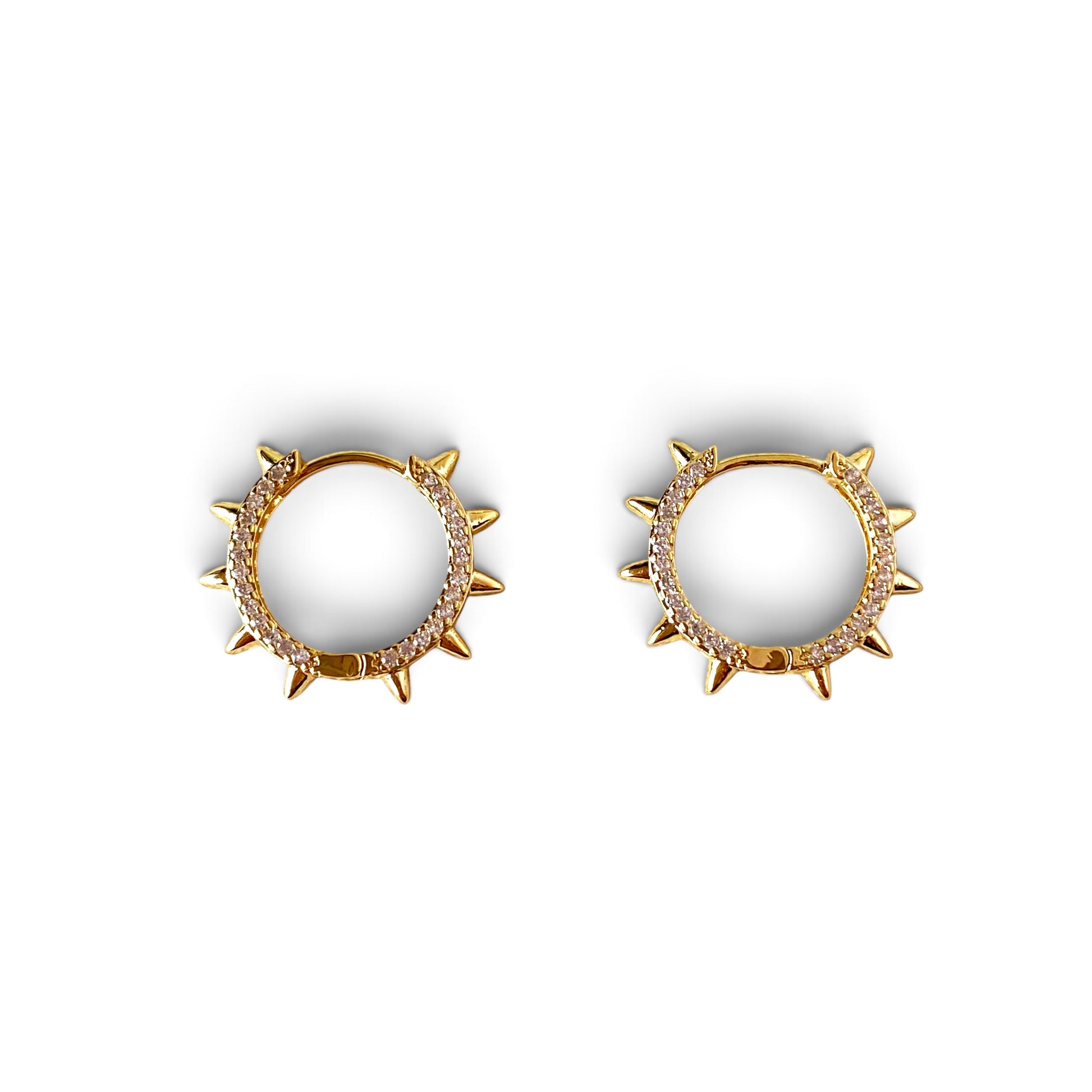 Spike CZ Huggie Hoop Earrings Sideview