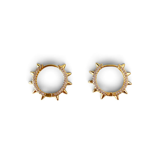Spike CZ Huggie Hoop Earrings Sideview