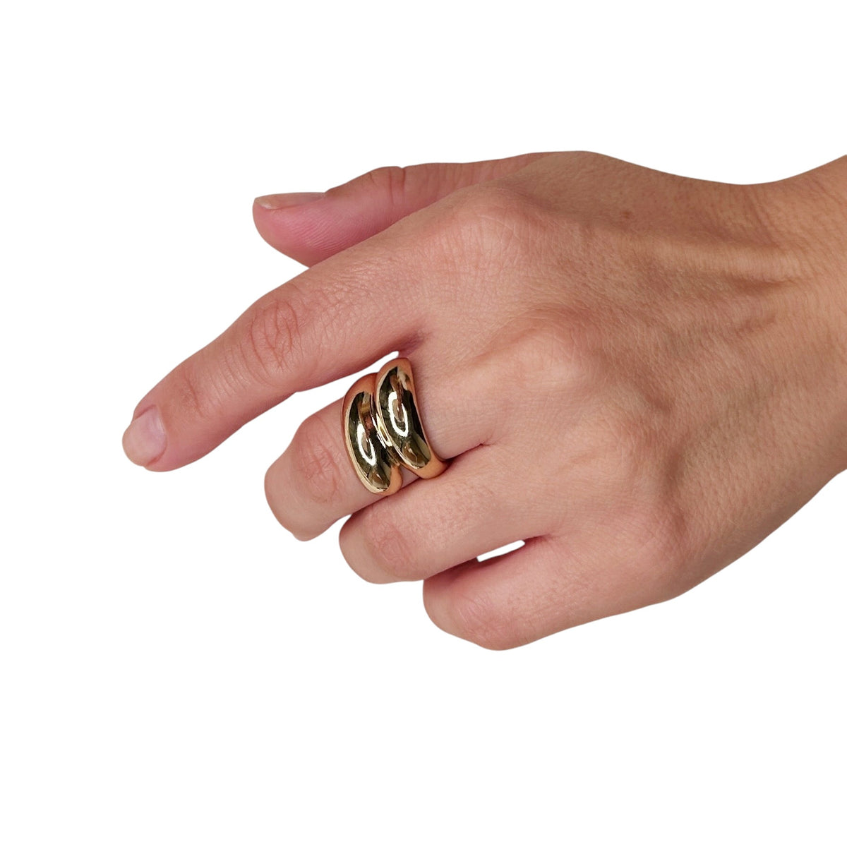 Spiral 18K Gold Filled Ring on Hand
