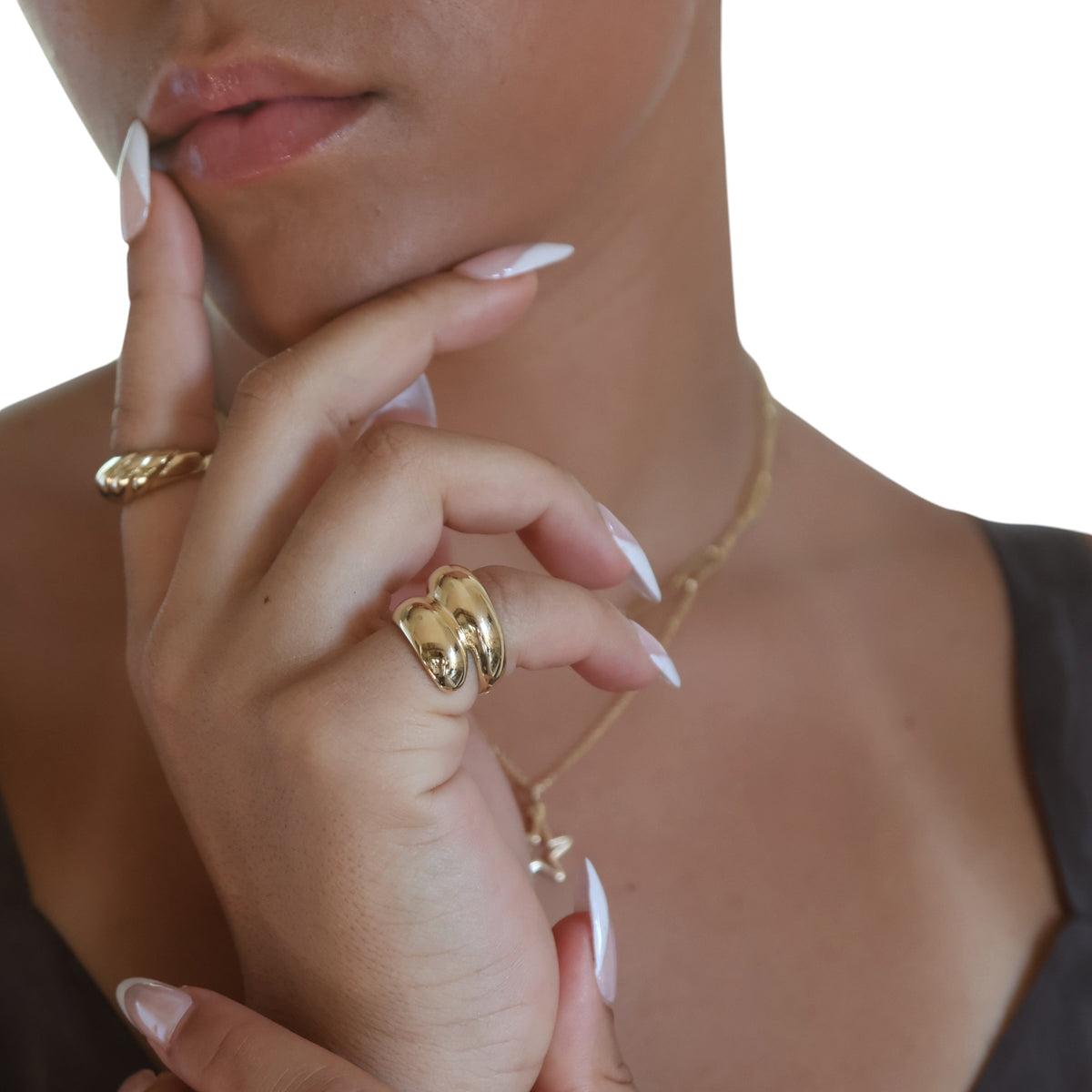 Spiral 18K Gold Filled Ring on Model