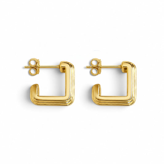 Square Frame Open Hoop Earrings Sideview