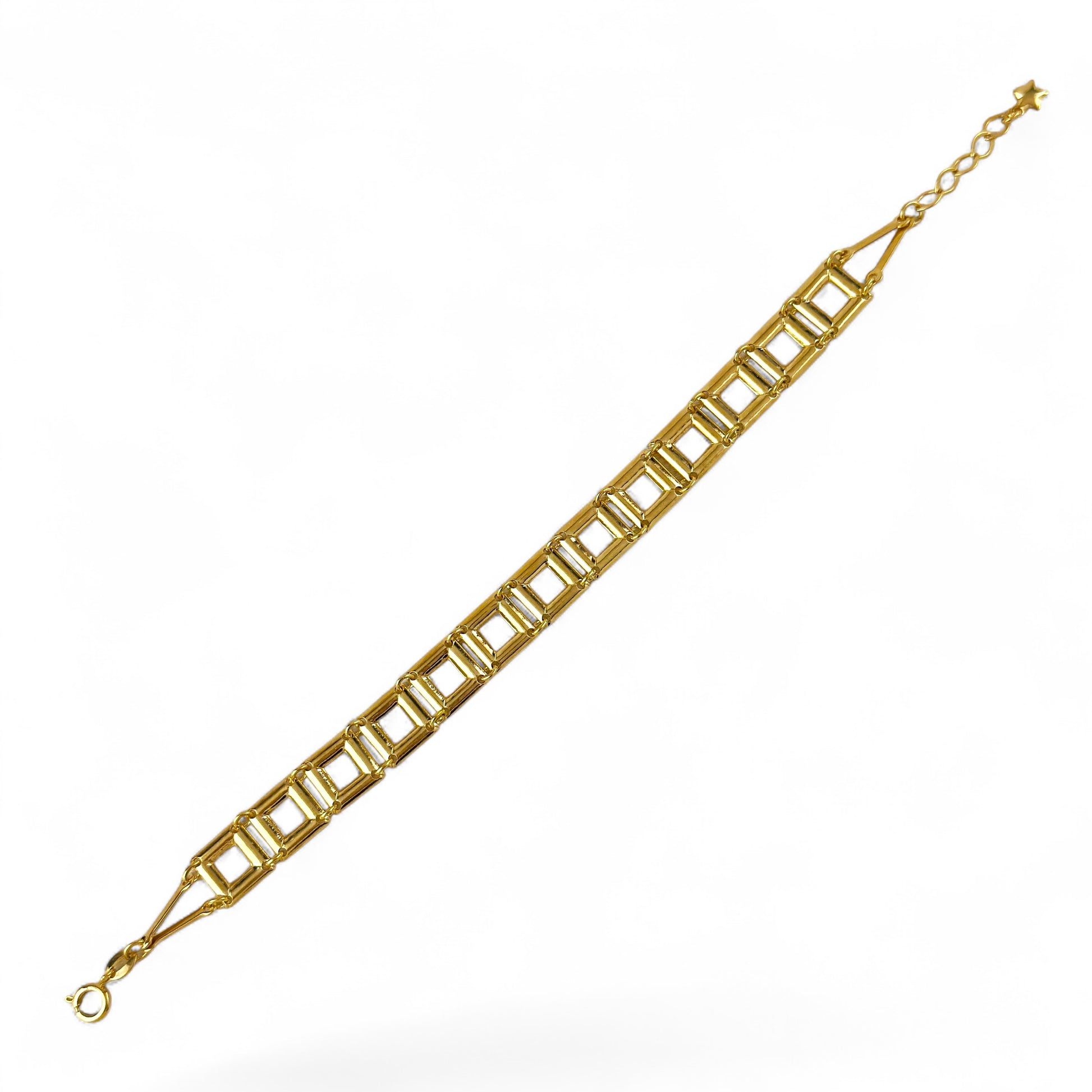 Square Link Chain Bracelet in 18K Gold Filled on white background