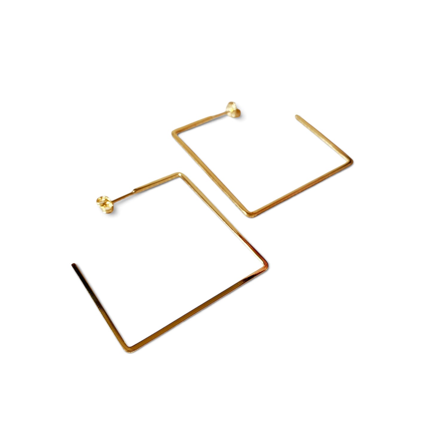 Square Wire Open Hoop Earrings Sideview