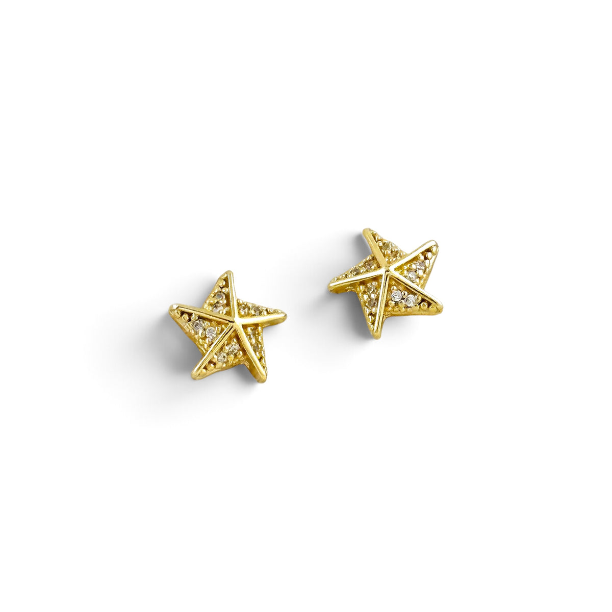 Stella a Mulinello CZ 18K Gold Filled Stud Earrings 